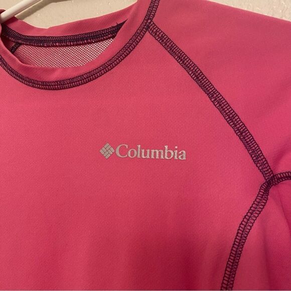 Columbia girls hot pink hear gear base layer long sleeve stretch shirt M 10/12 - Picture 3 of 9